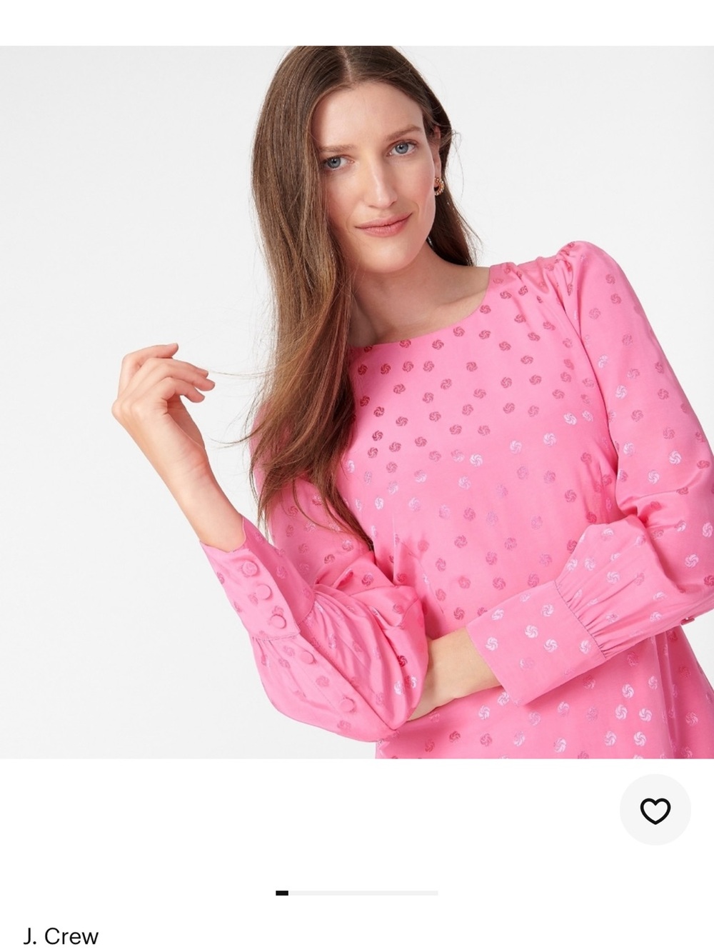 J. Crew Jacquard Pink Long-Sleeve A-Line Dress 14T